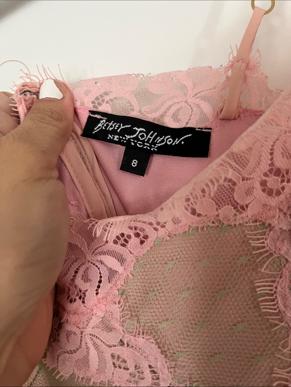 Betsey Johnson Pink and green Lace-Trim Pleated Midi Dress - Picture 5 of 7